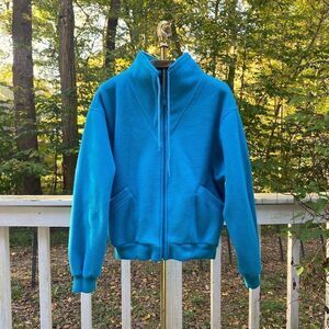 Vintage 90s ELCO Blue Fleece Zip Up Sweatshirt